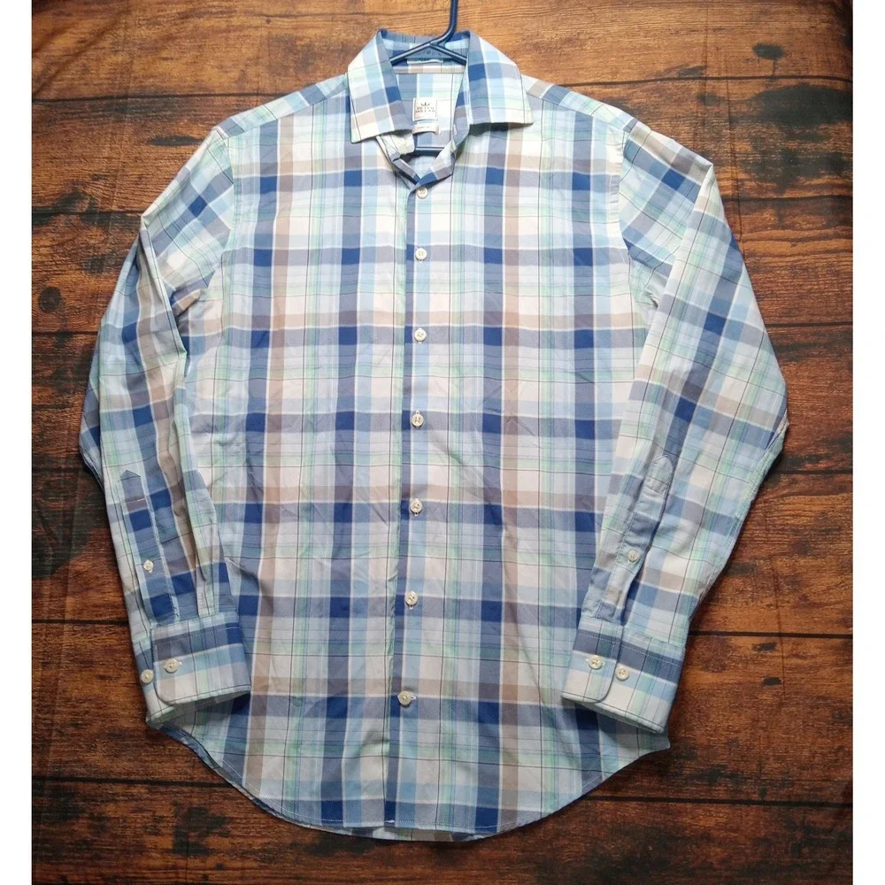 Peter Millar Crown Sport Men's Long Sleeve Button Up‎ Stretch Shirt Small Blue